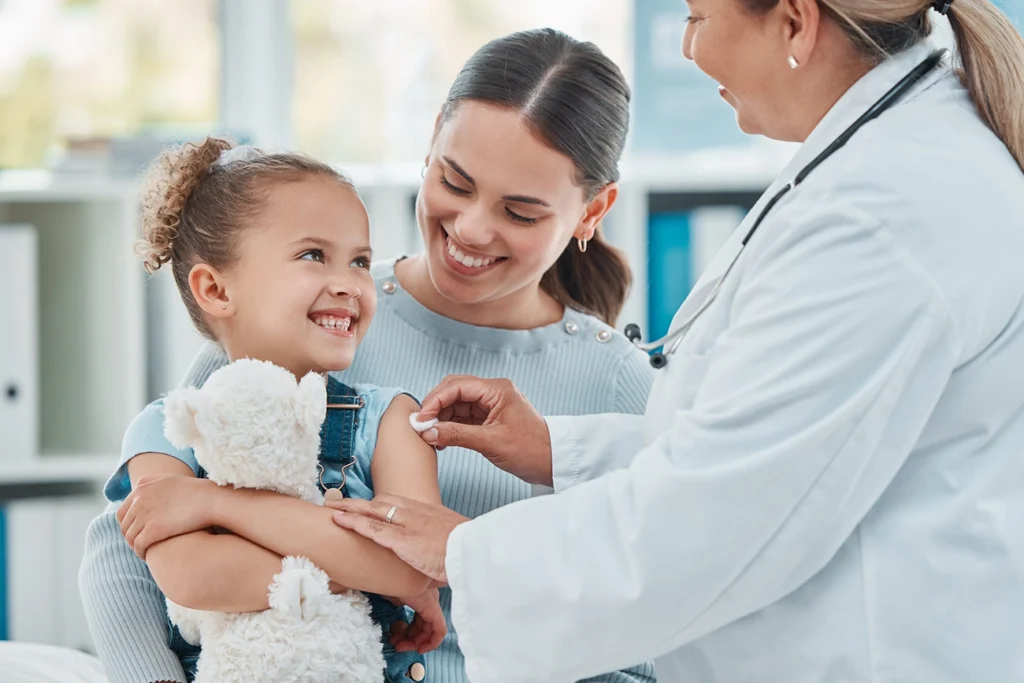 Young girl smiling during allergy test