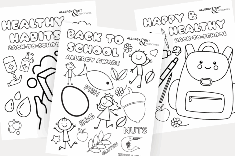 back to school coloring sheets allergy, sleep, hygeine